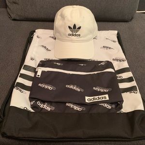 Adidas Hat and Drawstring Bag with Front Pouch